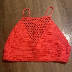 Crochet pink crop top